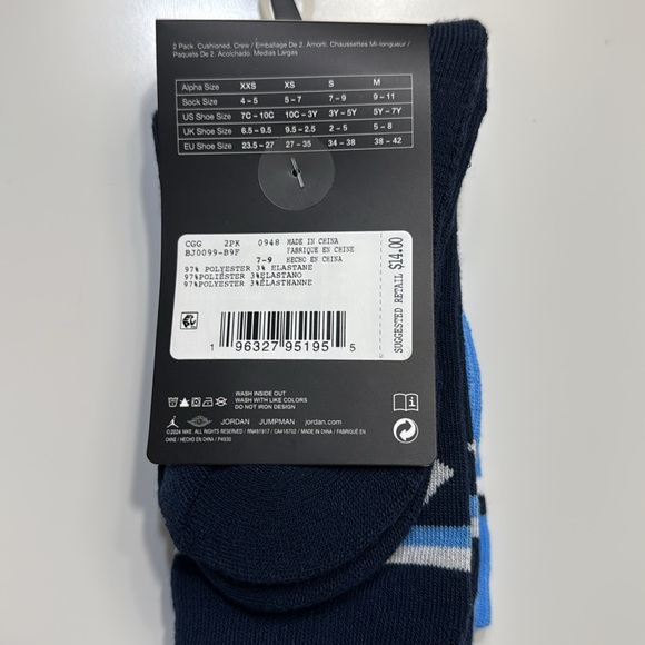 NWT Jordan Diamond Logo Blue Crew Socks sz 3Y - 5Y - Picture 4 of 4